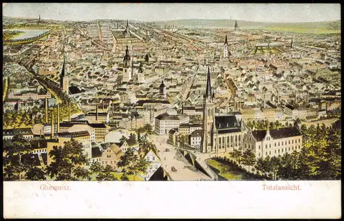 Ansichtskarte Chemnitz Totale - Künstlerkarte 1906