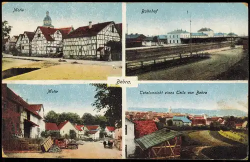 Ansichtskarte Bebra 4 Bild: Straßen, Bahnhof 1920