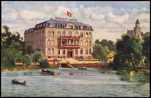Ansichtskarte Cuxhaven DÖLLE'S HOTEL Künstlerkarte 1915