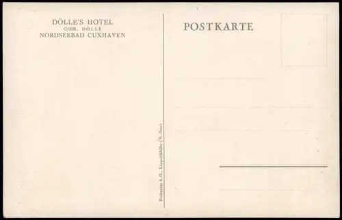 Ansichtskarte Cuxhaven DÖLLE'S HOTEL Künstlerkarte 1915