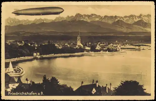 Ansichtskarte  Luftbild mit Zeppelin 1929