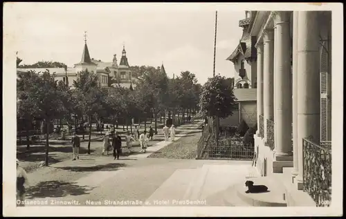 Ansichtskarte Zinnowitz Usedom Neue Strandstraße Hotel Preußenhof 1933