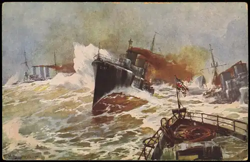 Schiffe/Schifffahrt - Kriegsschiffe (Marine) Senftenberg Kohlebrikett 1916