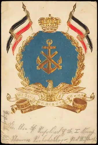 Marine Militaria Patriotika Heraldik Deutsches Kaiserreich 1907  Prägekarte