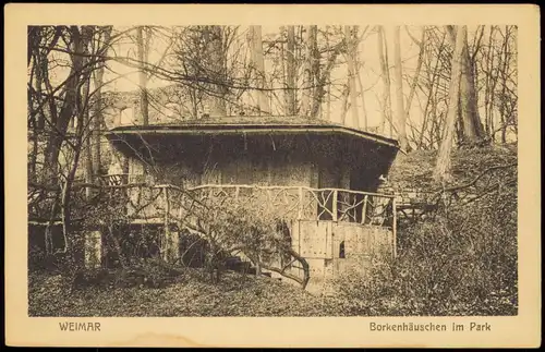 Ansichtskarte Weimar Borkenhäuschen im Park 1922