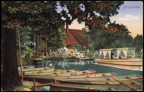 Ansichtskarte Siegmar-Chemnitz Pelzmühle, Gondeln 1921  gel. Bahnpoststempel