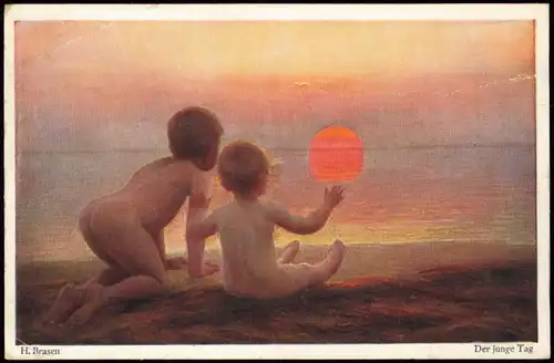 Ansichtskarte  Der junge Tag Künstlerkarte Jungen Sonnenaufgang 1914