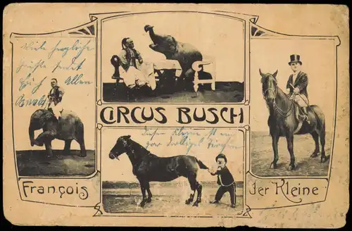 Ansichtskarte Berlin Zirkus Busch Circus Schausteller Kurioses der Kleine 1909