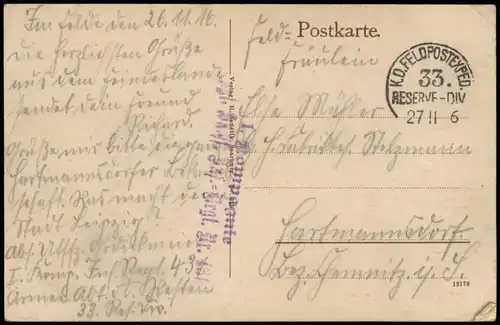 CPA Avricourt (Moselle) Elfringen Kolonie. 1916  gel. Feldpoststempel