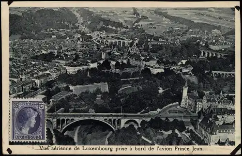 Postcard Luxemburg Luftbild Vue aerienne 1931  gel. Stempel Clervaux