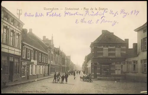 Postkaart Waregem Statiestraat - Rue de la Station 1917