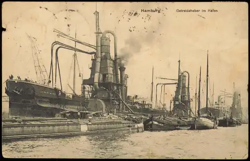 Ansichtskarte Hamburg Getreideheber im Hafen 1923