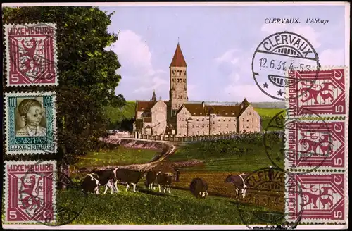 Postcard Clerf Clervaux Abbaye de Clervaux 1931  gel. div. Briefmarken