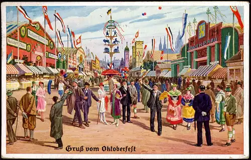 Ansichtskarte München Oktoberfest - Künstlerkarte 1935