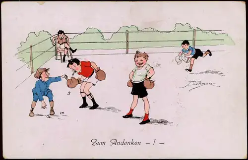 Ansichtskarte  Scherzkarte Sport BOXEN Zum Andenken - ! - 1922