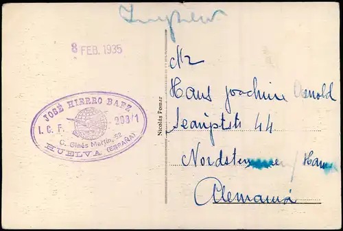 Postales Huelva Muelle del Río Tinto - Dampfer Werft 1935