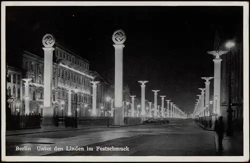 Mitte-Berlin Unter den Linden bei Nacht im Propaganda Schmuck 1939