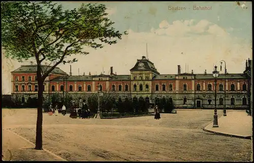 Ansichtskarte Bautzen Budyšin Partie am Bahnhof 1912