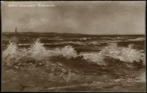 Swinemünde Świnoujście Wellenstudie Künstlerkarte Pommern 1922