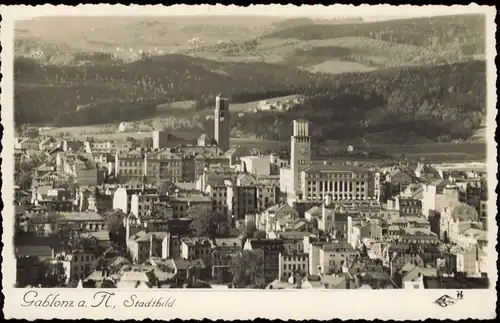 Gablonz (Neiße) Jablonec nad Nisou Blick über die Stadt Fotokarte 1932