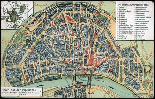 Ansichtskarte Köln Landkarten AK - Stadtplan 1913
