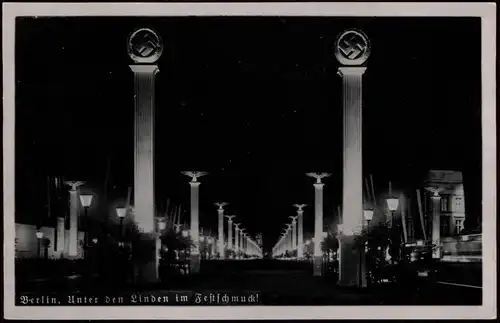 Mitte-Berlin Unter den Linden im Festschmuck! Bei Nacht - Propaganda 1942