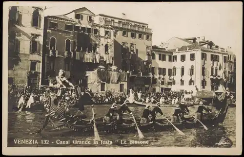 Cartoline Venedig Venezia Canal Grande in festa Le Bissone 1924