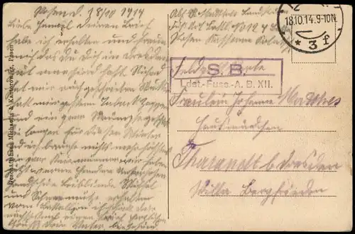 Postcard Posen Poznań Landschaft und Oberpostdirektion 1914  gel. Feldpost