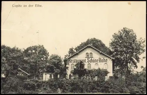 Ansichtskarte Copitz-Pirna Restaurant Schöne Höhe. 1923