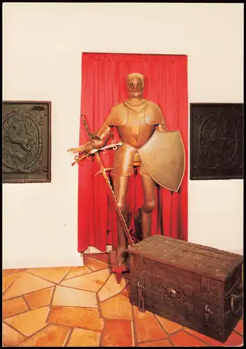 Bad Bentheim Schloßmuseum Turnier-Rüstung mit Flambert, Kaminplatten 1980