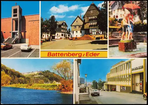 Battenberg (Eder) Mehrbildkarte mit diversen Ortsansichten u.a. Sparkasse 1975