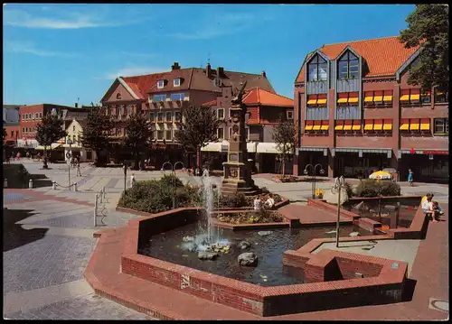 Leer (Ostfriesland) Stadtteilansicht Denkmalplatz Brunnen Wasserspiele 1980
