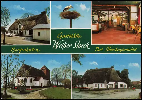 Bergenhusen Mehrbild-AK mit Gaststätte Hoier Boier Weißer Storch Inh. 1970