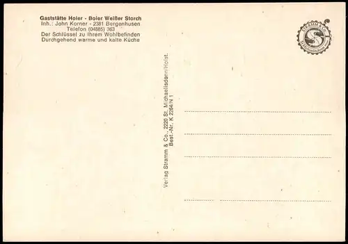Bergenhusen Mehrbild-AK mit Gaststätte Hoier Boier Weißer Storch Inh. 1970