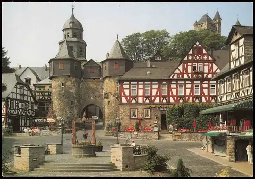 Ansichtskarte Braunfels (Lahn) Marktplatz mit Brunnen, div. Gaststätten 1980
