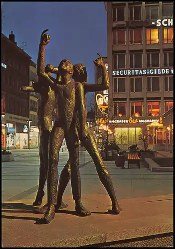 Aachen KLENKES-Denkmal, Fußgängerzone bei Nacht, Geschäfte 1980