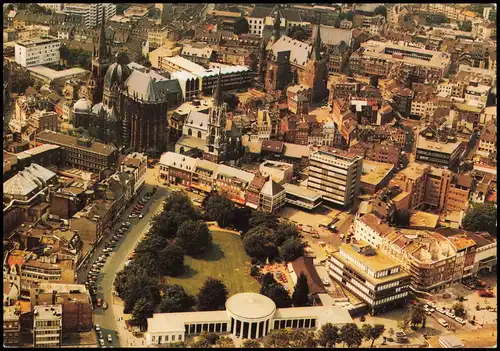 Ansichtskarte Aachen Luftbild Zentrum v. Flugzeug aus, Luftaufnahme 1975