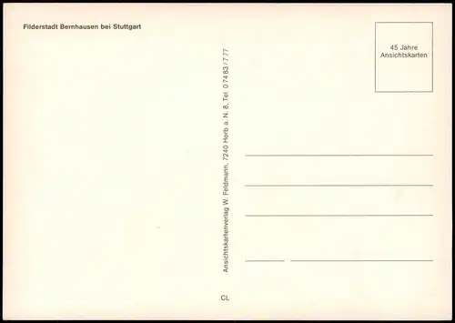 Ansichtskarte Bernhausen-Filderstadt Ortsansicht, Personen vor Lokal 1980
