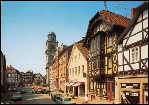 Lauterbach (Hessen) Marktplatz Geschäfte Apotheke div. Auto-Modelle Autos 1980