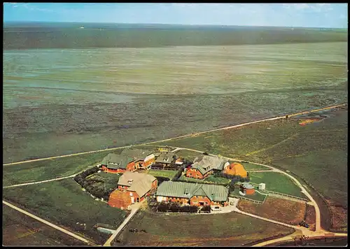 Langeneß Langeness Hallig Langenæs Luftbild Hunnenswarf vom Flugzeug aus 1973