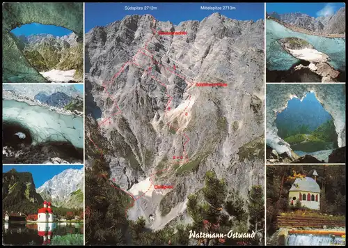 .Bayern Mehrbild-AK Bayern Wanderung zur Eiskapelle Watzmann-Ostwand 2000
