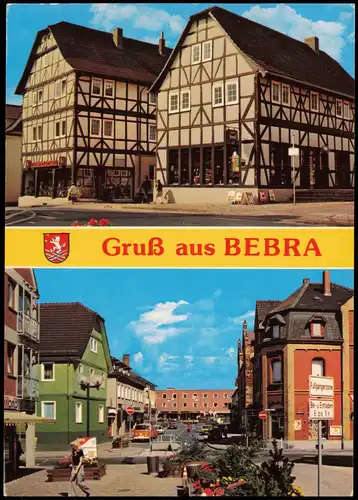 Ansichtskarte Bebra 2-Bild-Karte Stadtteilansicht Fußgängerzone 1975