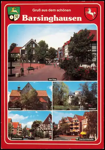 Barsinghausen Mehrbildkarte mit Ortsansichten, Straßen, Kirche 1992