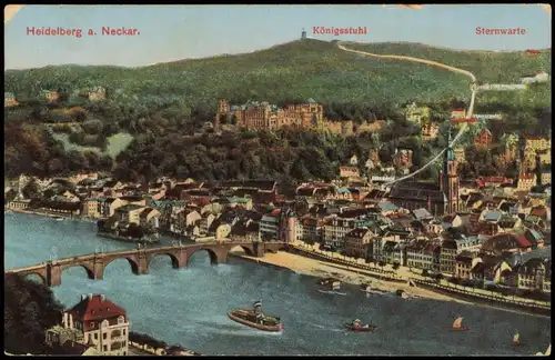 Ansichtskarte Heidelberg  Neckar Partie 1916   1. Weltkrieg Feldpost