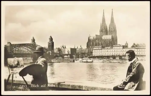 Ansichtskarte Köln Panorama-Ansicht mit Brücke, Rhein Partie u. Dom 1928