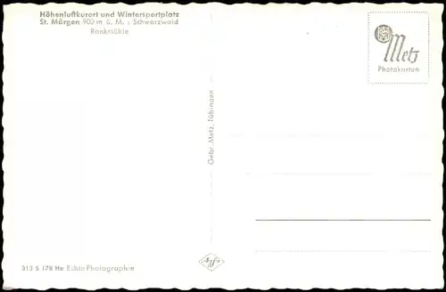 Ansichtskarte St. Märgen Umland-Ansicht mit der Rankmühle 1960