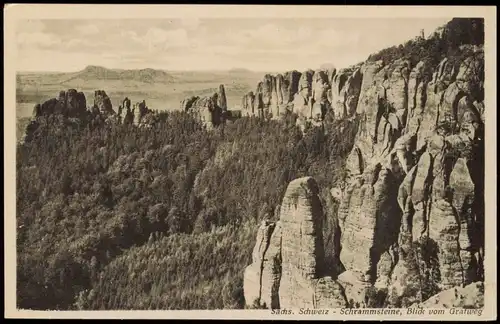 Bad Schandau Sachs. Schweiz Schrammsteine, Blick vom Gratweg 1930