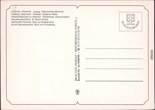 .Sachsen Chemnitz, Leipzig, Freiberg, Dresden, Annaberg- Oberwiesenthal,   1995