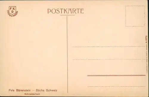 .Sachsen Sächsische Schweiz Fels Bärenstein Sächs. Schweiz 1910