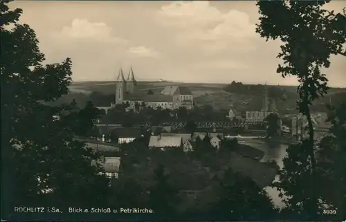 Ansichtskarte Rochlitz Panorama-Ansicht Blick a. Schloß u. Petrikirche 1910